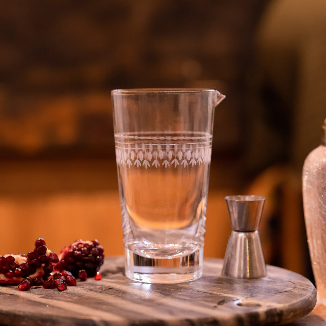 A Mixing Glass with Ovals Design