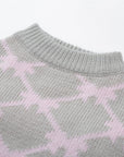 Jacquard Bowknot Jumper with Skirt
