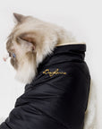 Sleeveless Puffer Jacket with Golden Logo