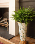 Oversized Cloisonné-Style Vase with Hand Painted Bird Motif