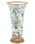 Oversized Cloisonné-Style Vase with Hand Painted Bird Motif