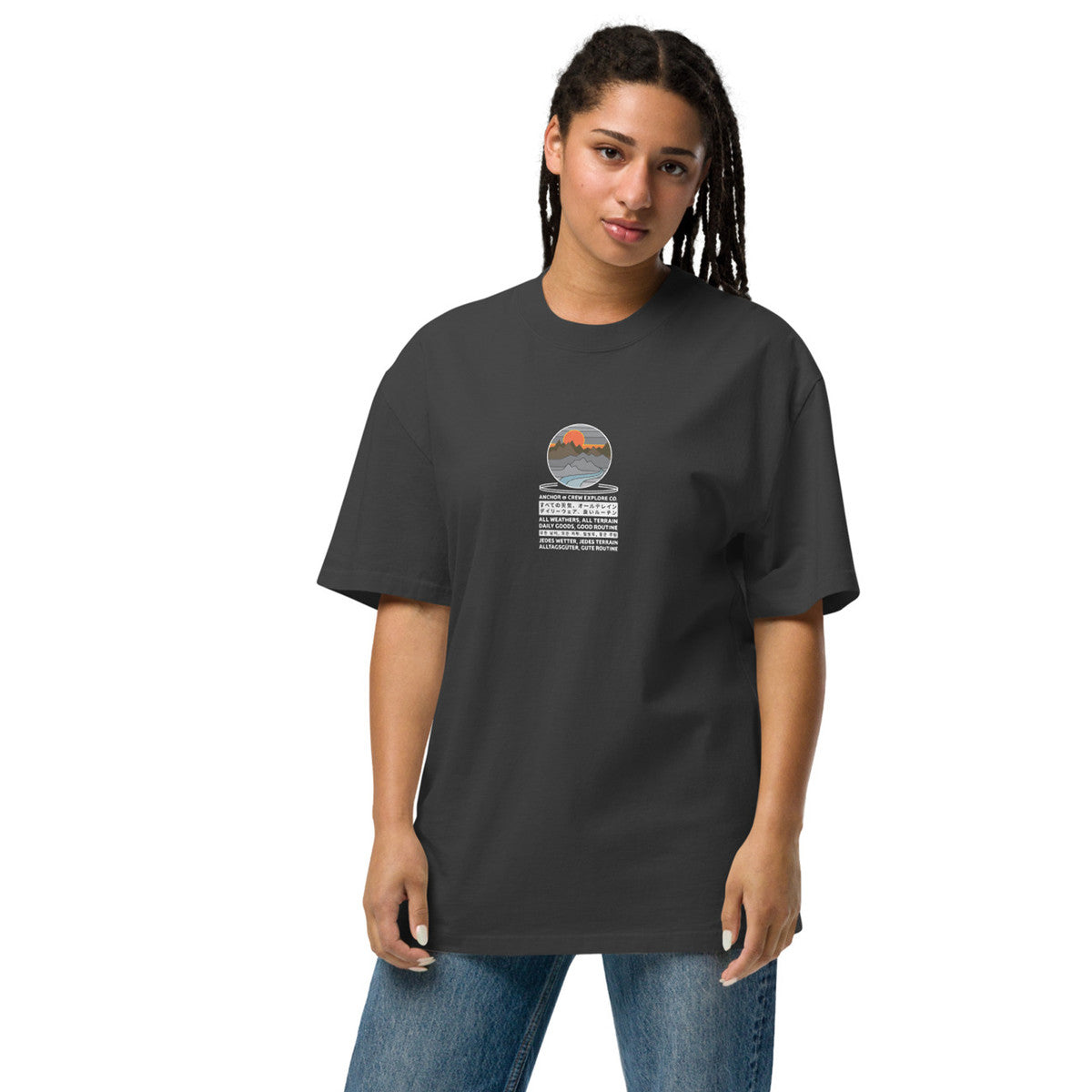 Panoramic Peaks Explore Co. Oversized Cotton T-Shirt