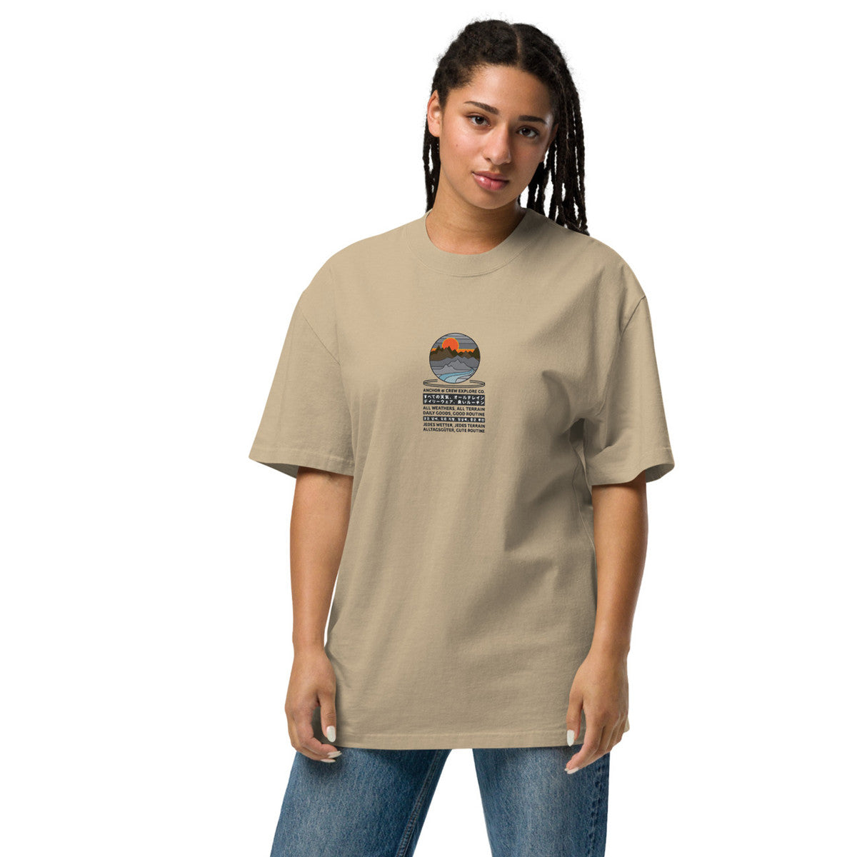 Panoramic Peaks Explore Co. Oversized Cotton T-Shirt
