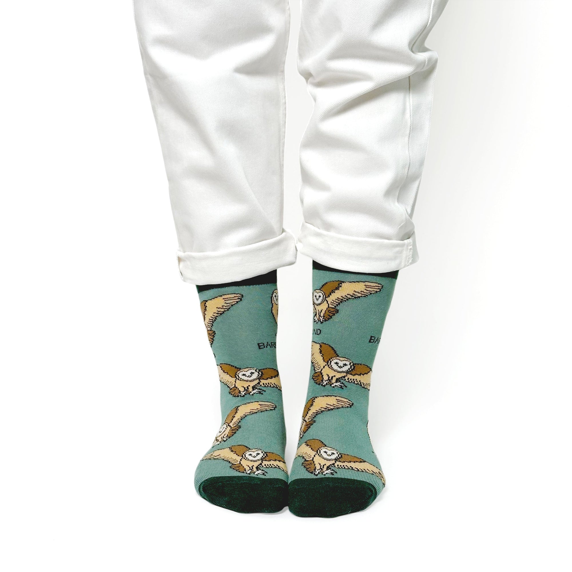 Save the Barn Owls Bamboo Socks in Olive Green