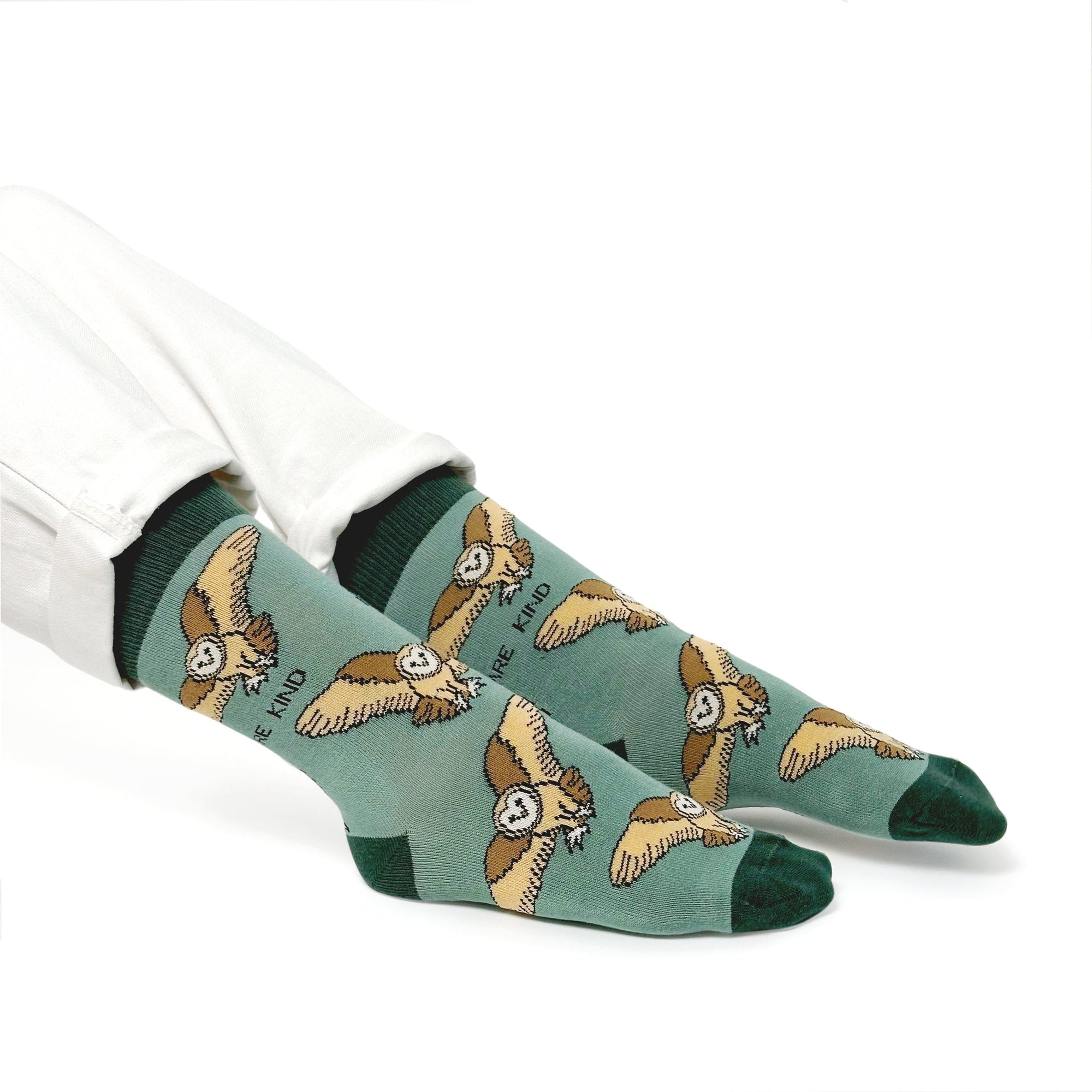 Save the Barn Owls Bamboo Socks in Olive Green