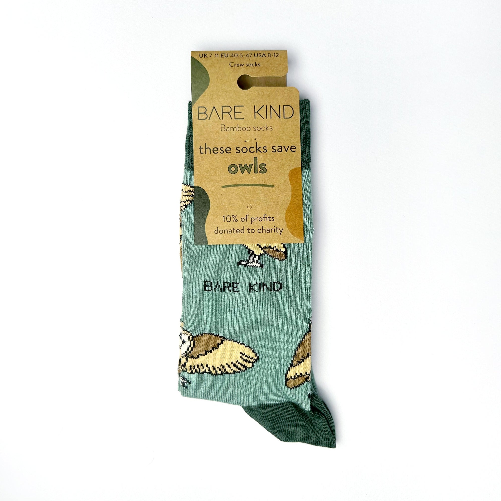 Save the Barn Owls Bamboo Socks in Olive Green