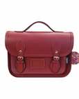 Floral Lined Leather Midi Satchel - Oxblood