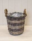 Peeled and Unpealed Split Willow Round Basket With Ears