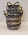 Peeled and Unpealed Split Willow Round Basket With Ears