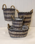 Peeled and Unpealed Split Willow Round Basket With Ears