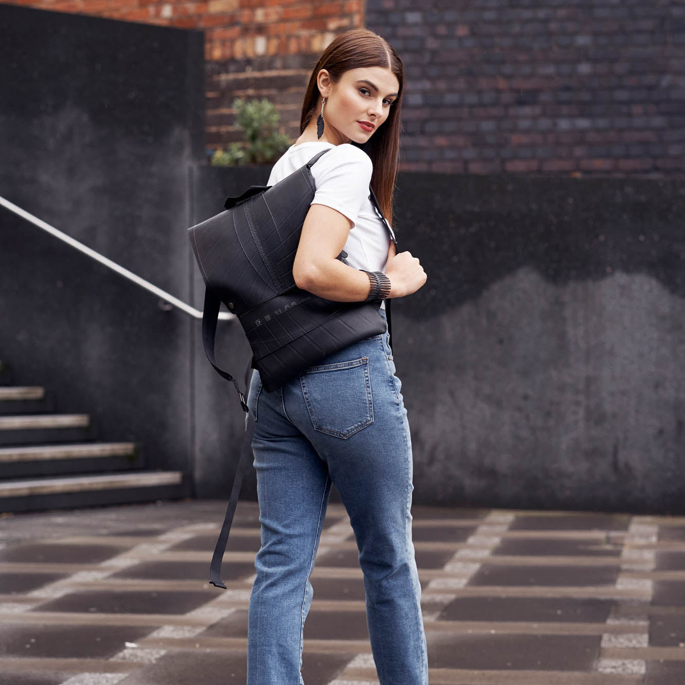 Fishbone Recycled Rubber Bracelet-4