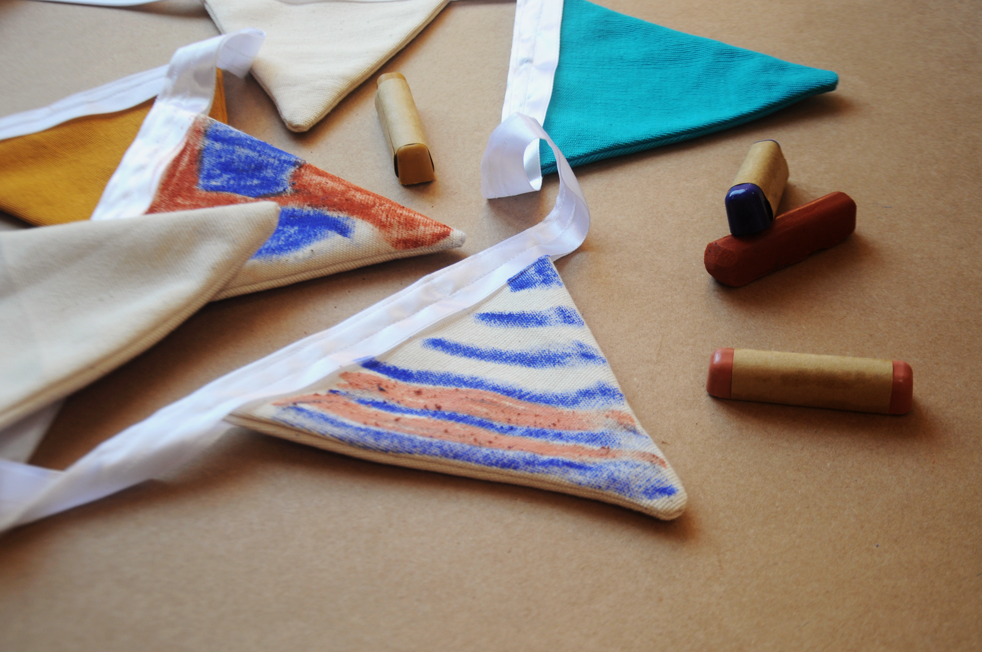 Exploring Texture | Paint-It-Yourself Cotton Bunting Colouring Set with Paint Sticks