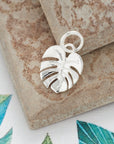 Monstera Palm Silver Charm Bracelet