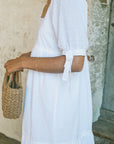 Parker Dress - White Cotton Swiss Dot Dress With Lace Trim