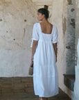 Parker Dress - White Cotton Swiss Dot Dress With Lace Trim