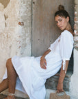 Parker Dress - White Cotton Swiss Dot Dress With Lace Trim