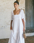 Parker Dress - White Cotton Swiss Dot Dress With Lace Trim