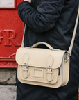 Leather Midi Satchel - Pastel Cream