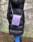 Handmade Leather Festival Phone Bag - Pastel Violet