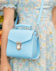 Handmade Leather Sugarcube Handbag - Pastel Baby Blue