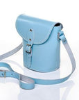 Handmade Leather Barrel Bag - Pastel Baby Blue