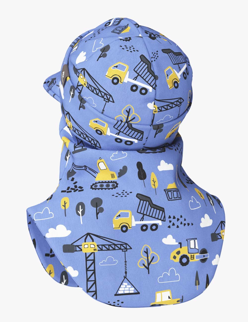 Peaked Cotton Balaclava for Kids in Construction Print