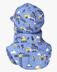 Peaked Cotton Balaclava for Kids in Construction Print