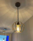 Single Pendant Light with Pumpkin Shade | Rustic Bedside & Feature Lighting UK