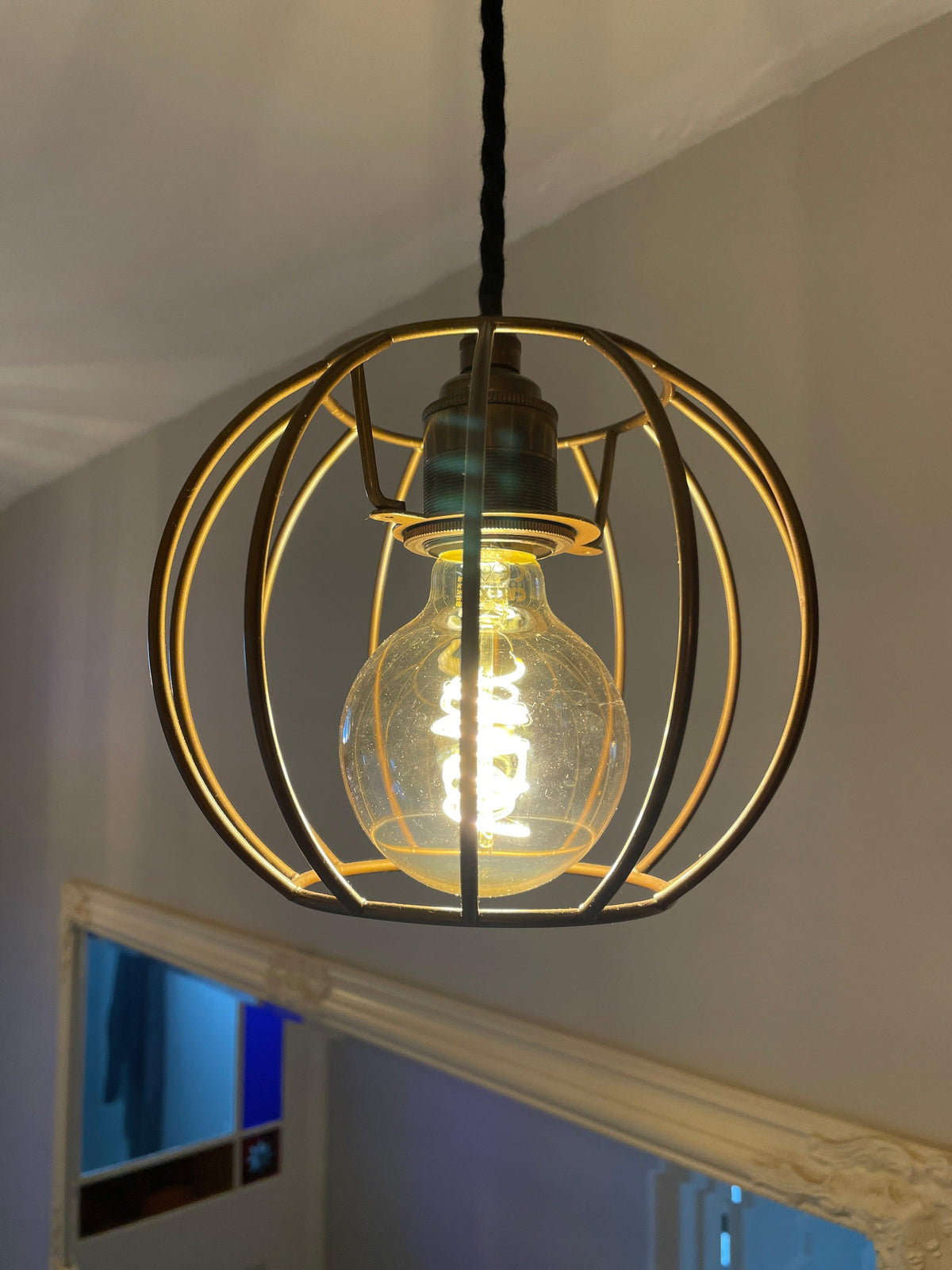 Single Pendant Light with Pumpkin Shade | Rustic Bedside & Feature Lighting UK