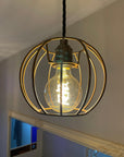 Single Pendant Light with Pumpkin Shade | Rustic Bedside & Feature Lighting UK