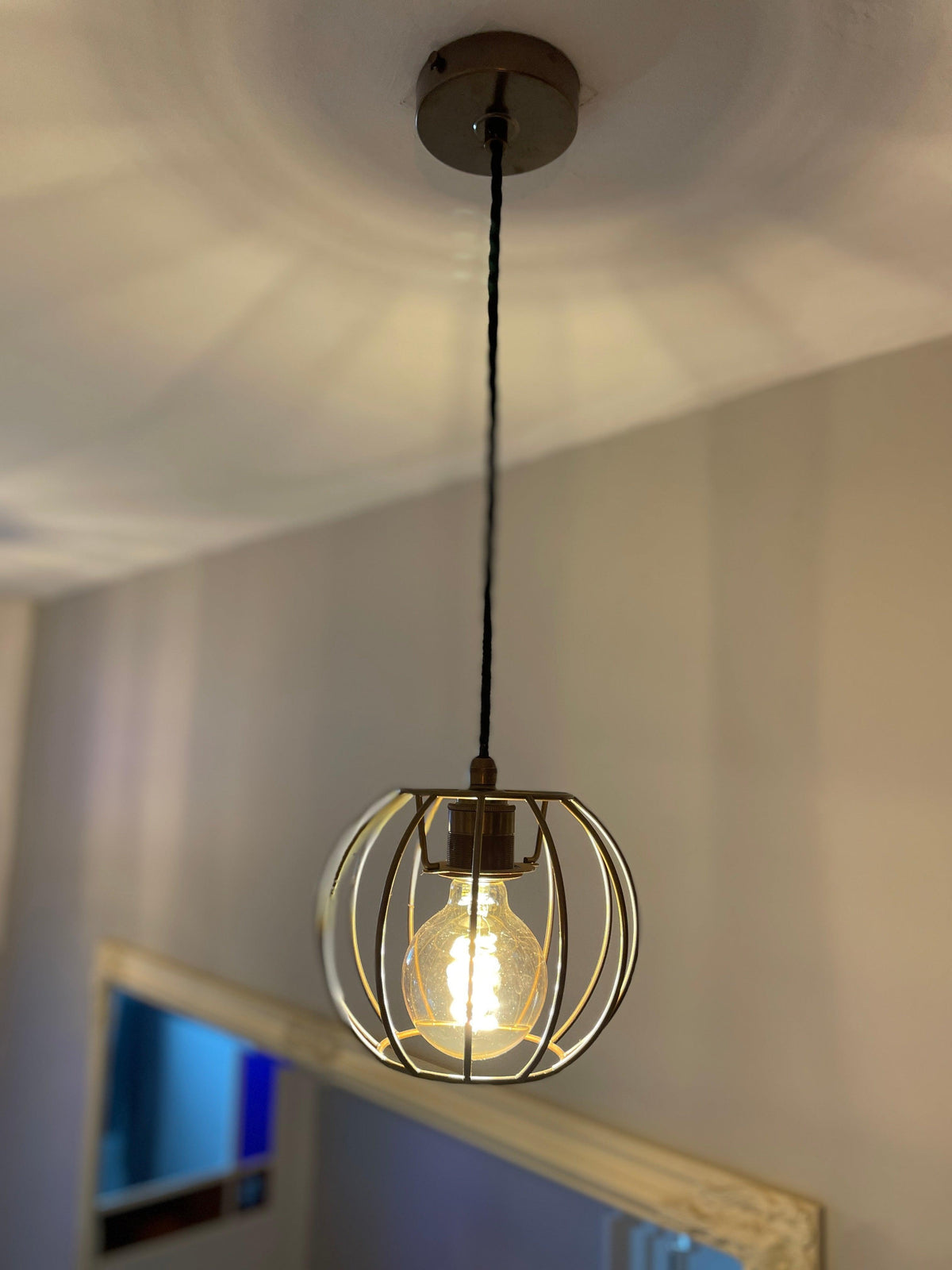 Single Pendant Light with Pumpkin Shade | Rustic Bedside &amp; Feature Lighting UK