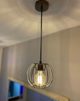 Single Pendant Light with Pumpkin Shade | Rustic Bedside & Feature Lighting UK