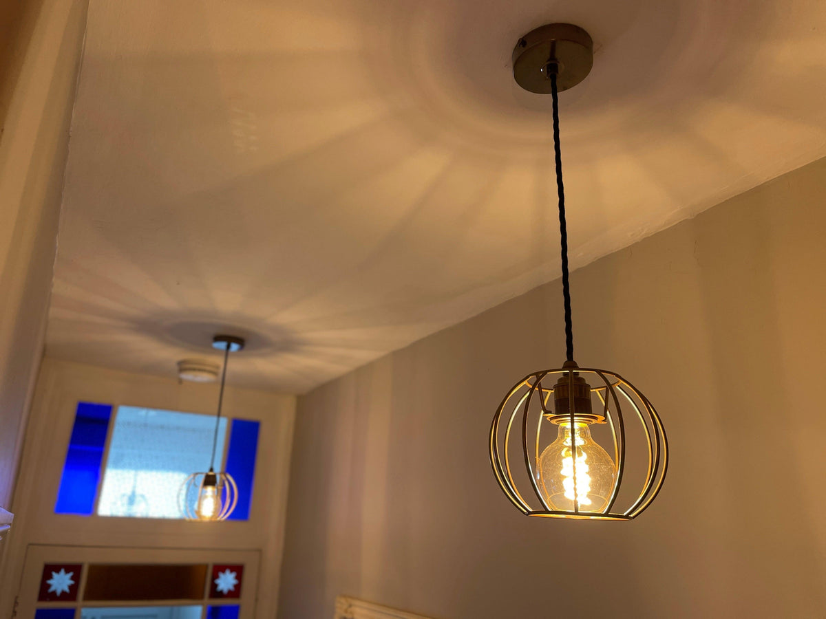 Single Pendant Light with Pumpkin Shade | Rustic Bedside &amp; Feature Lighting UK