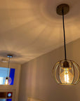 Single Pendant Light with Pumpkin Shade | Rustic Bedside & Feature Lighting UK