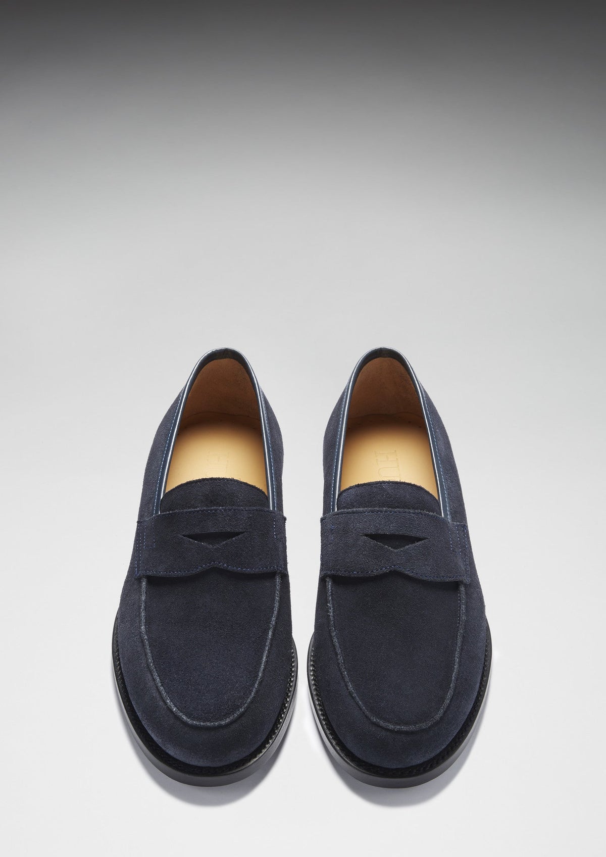 Navy Blue Suede Loafers, Welted Leather Sole