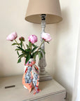 Peach botanical 'Panthera' skinny Silk scarf, delicate, lightweight Twilly style scarf accessory with animal print texture