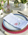 Embroidered Linen Napkins - Garden Flowers