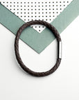 Personalised Men's Capsule Tube Woven Bracelet in Cedar Brown