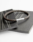 Personalised Men's Capsule Tube Woven Bracelet in Cedar Brown