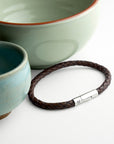 Personalised Men's Capsule Tube Woven Bracelet in Cedar Brown
