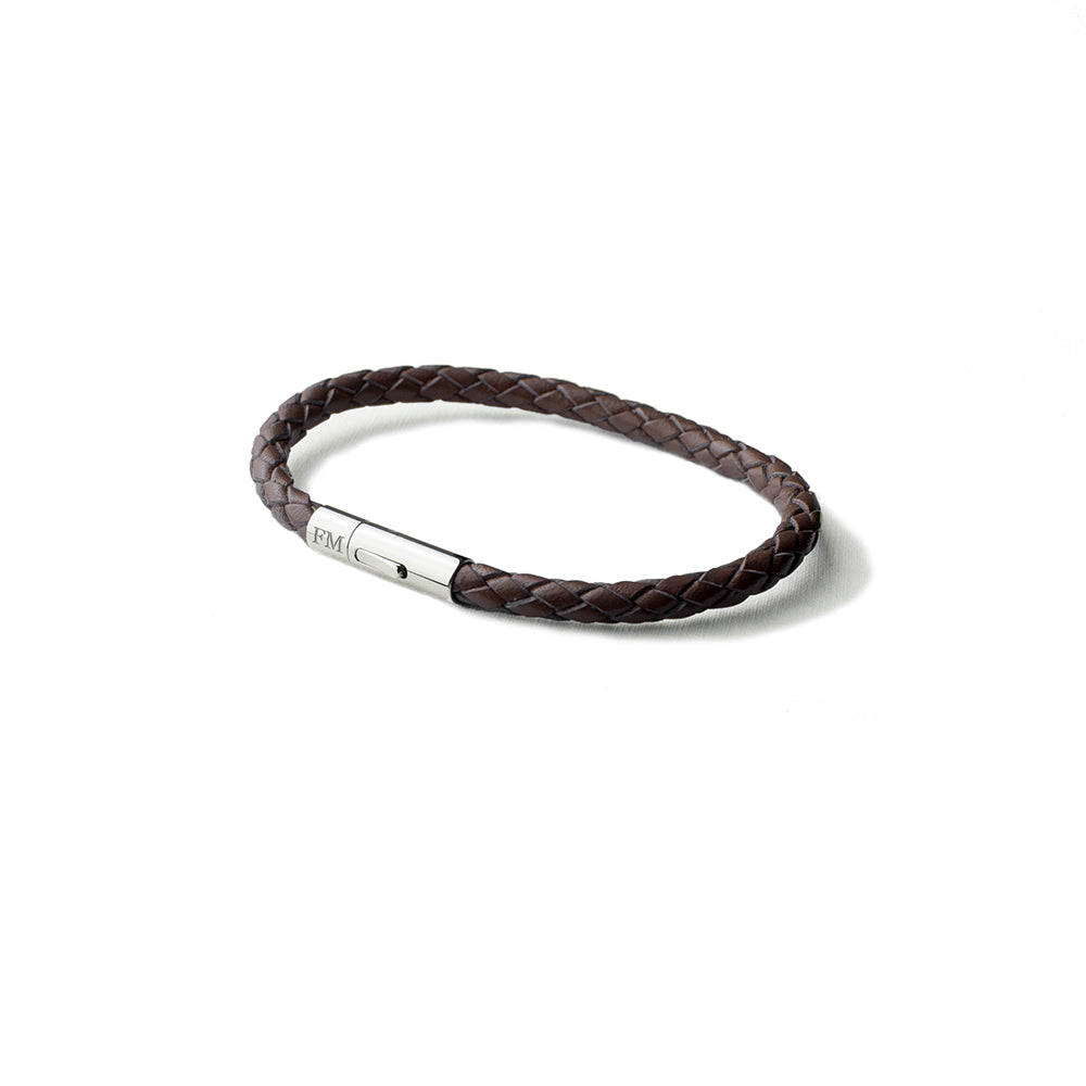 Personalised Men's Capsule Tube Woven Bracelet in Cedar Brown