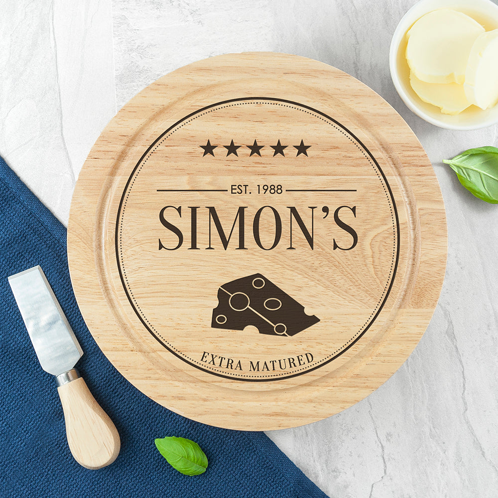 Personalised Extra Mature Wooden Cheese Board Set