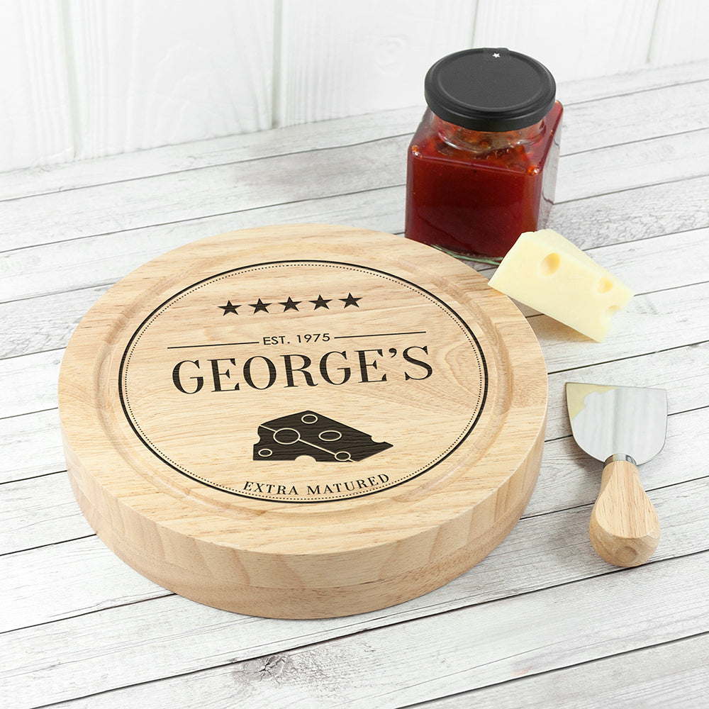 Personalised Extra Mature Wooden Cheese Board Set