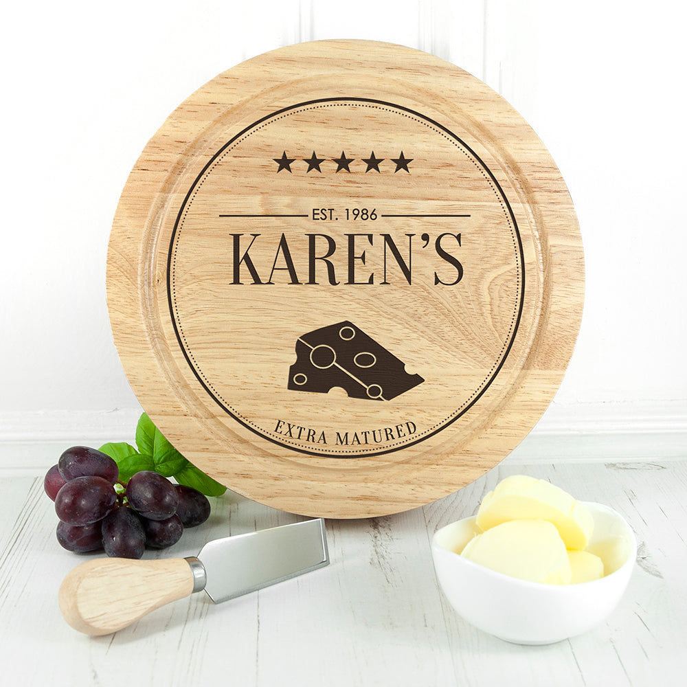 Personalised Extra Mature Wooden Cheese Board Set