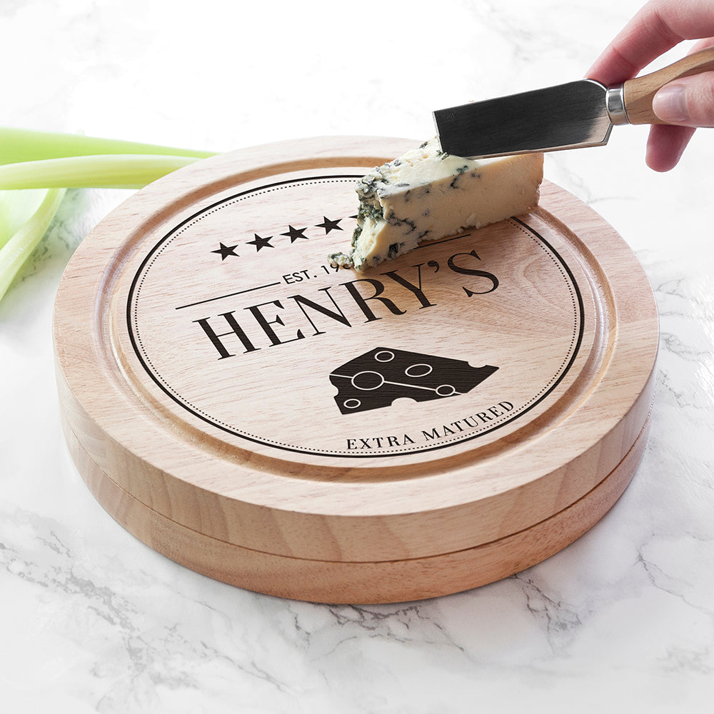 Personalised Extra Mature Wooden Cheese Board Set