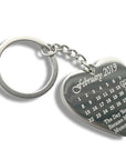 Personalised Special Date Key Ring - Engraved Stainless Steel Heart Shaped Keychain