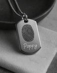 Handwriting Dog Tag – Custom Photo Pendant Engraved on Both Sides | Velvet Pouch Gift