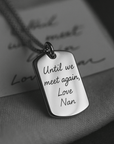 Handwriting Dog Tag – Custom Photo Pendant Engraved on Both Sides | Velvet Pouch Gift