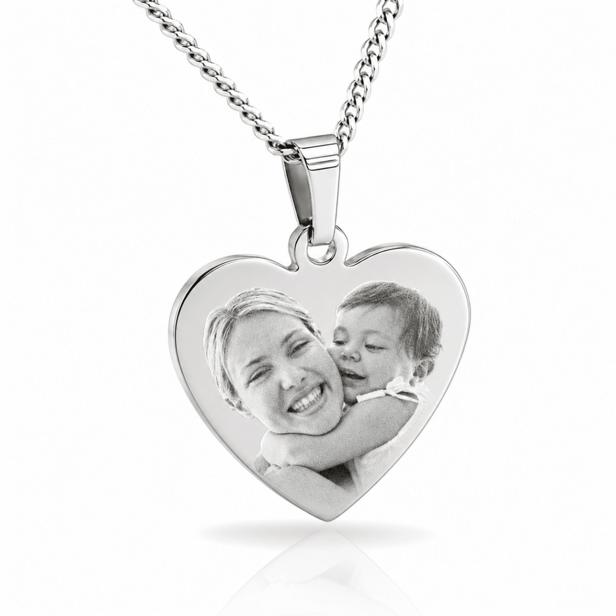 Personalised Heart Photo Necklace – Stainless Steel Photo & Text Pendant