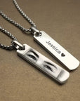 Personalised Eye Photo Necklace – Engraved Stainless Steel Pendant for Men